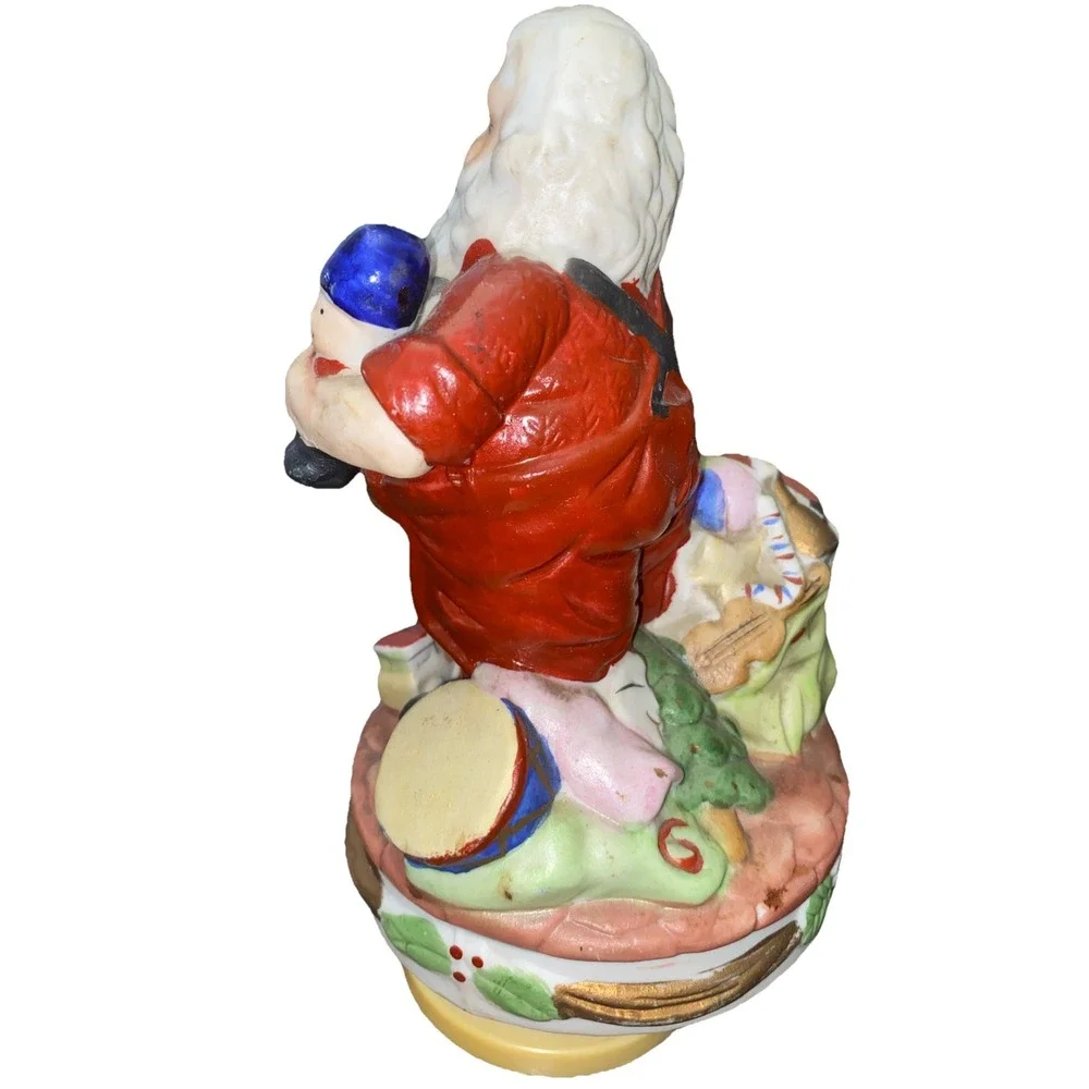 Christmas 1983 Holiday Porcelain Santa Claus w/Toys Musical Spinning Figurine